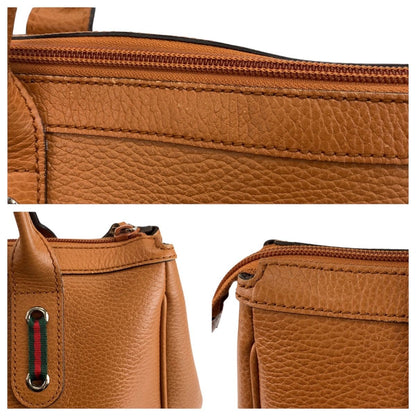 Gucci Sherry Line Brown Silver Leather Tote Shoulder — view 5