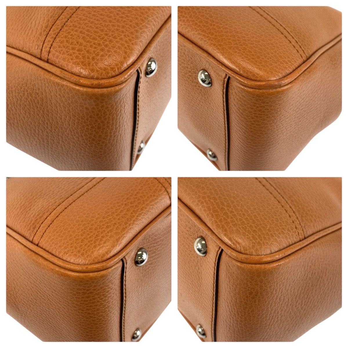 Gucci Sherry Line Brown Silver Leather Tote Shoulder — view 4