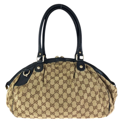 Gucci Ski 2-Way Beige Black Gold GG Canvas Leather Shoulder — view 2