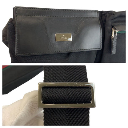 Gucci Sherry Line Black Nylon Leather Belt — view 5