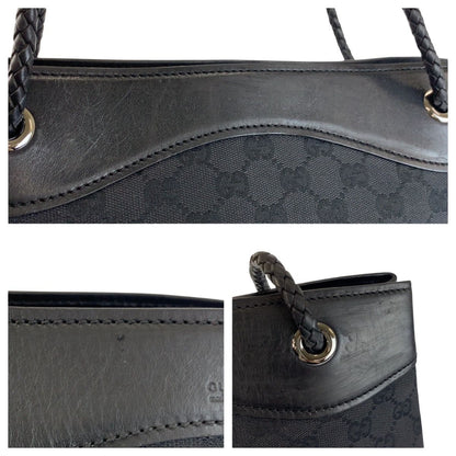 Gucci Black GG Canvas Leather Tote Shoulder — view 5