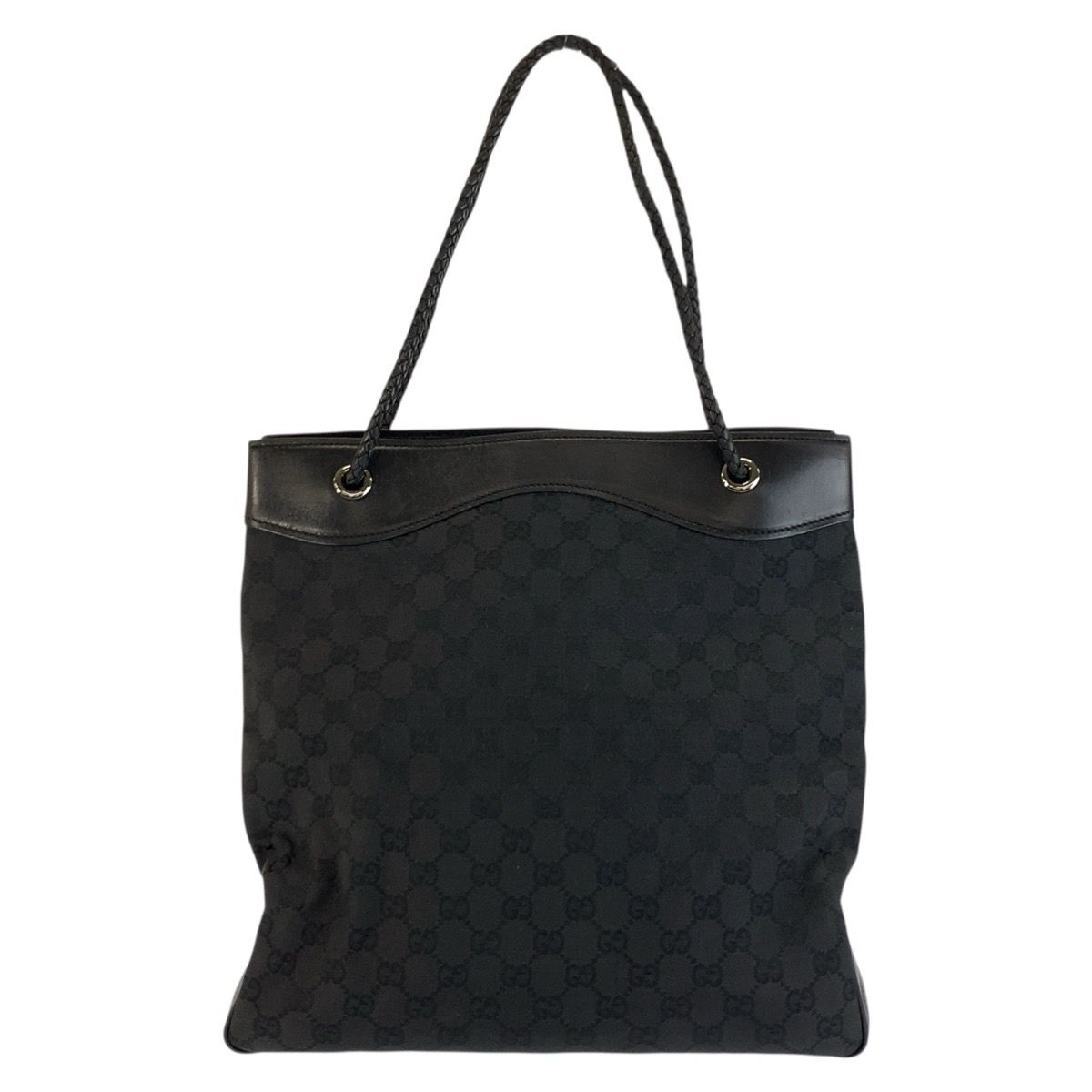 Gucci Black GG Canvas Leather Tote Shoulder — view 2