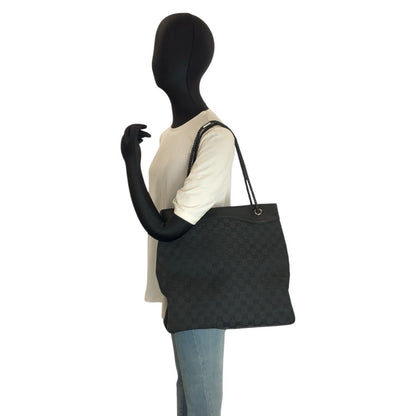 Gucci Black GG Canvas Leather Tote Shoulder — view 7