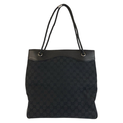 Gucci Black GG Canvas Leather Tote Shoulder