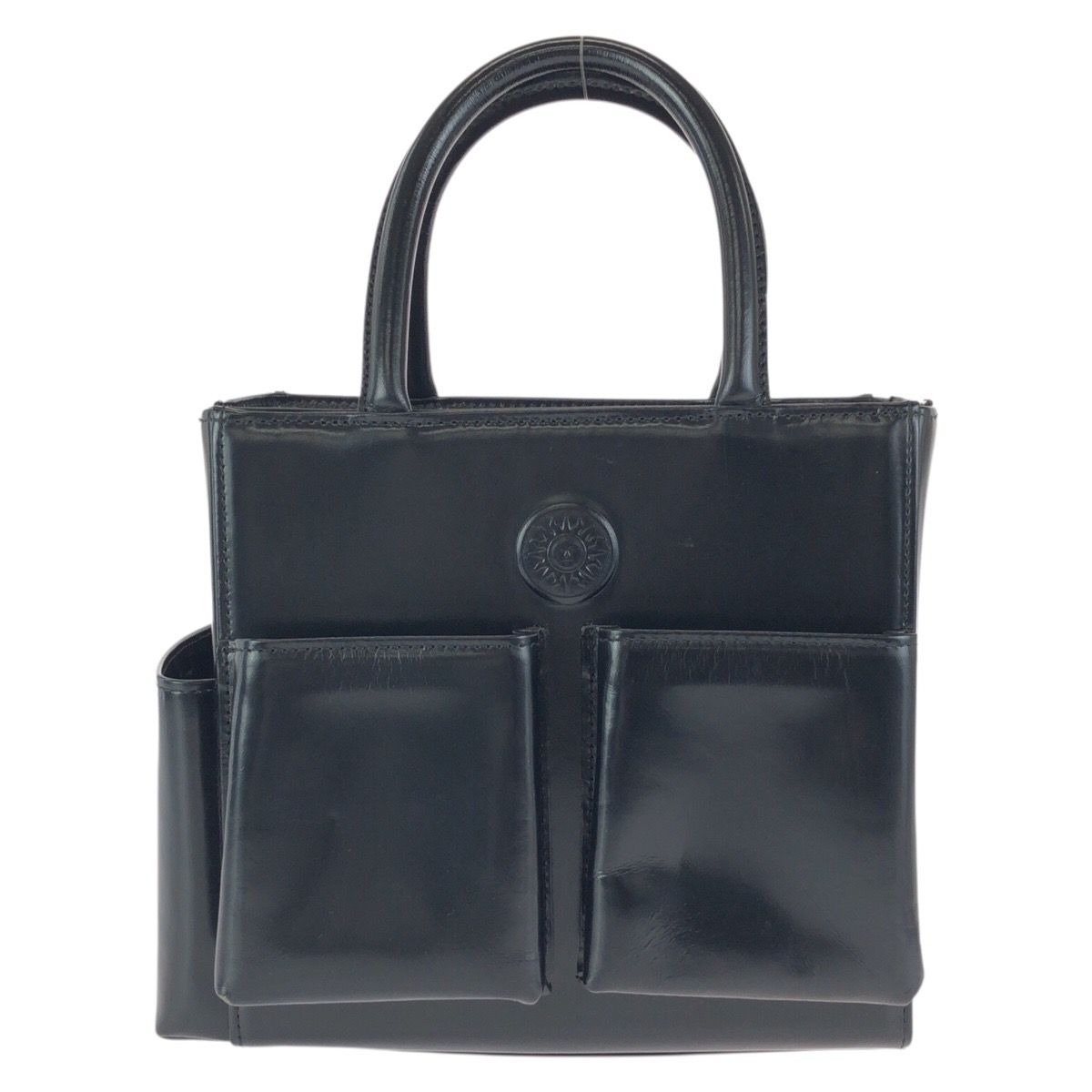 Versace Vintage Sunburst Black Gold Leather Tote