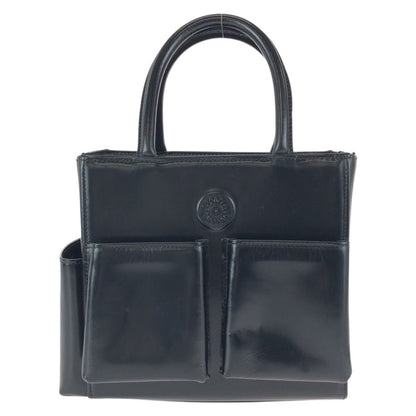 Versace Vintage Sunburst Black Gold Leather Tote