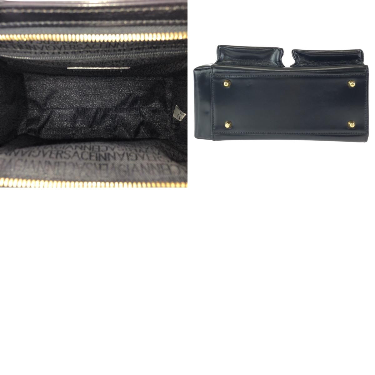 Versace Vintage Sunburst Black Gold Leather Tote — view 9