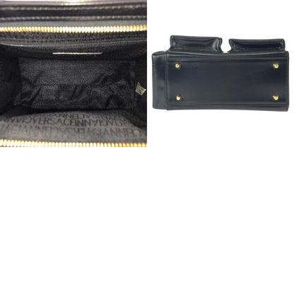 Versace Vintage Sunburst Black Gold Leather Tote — view 9
