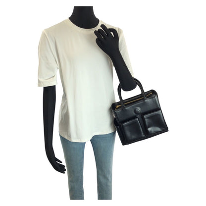 Versace Vintage Sunburst Black Gold Leather Tote — view 7