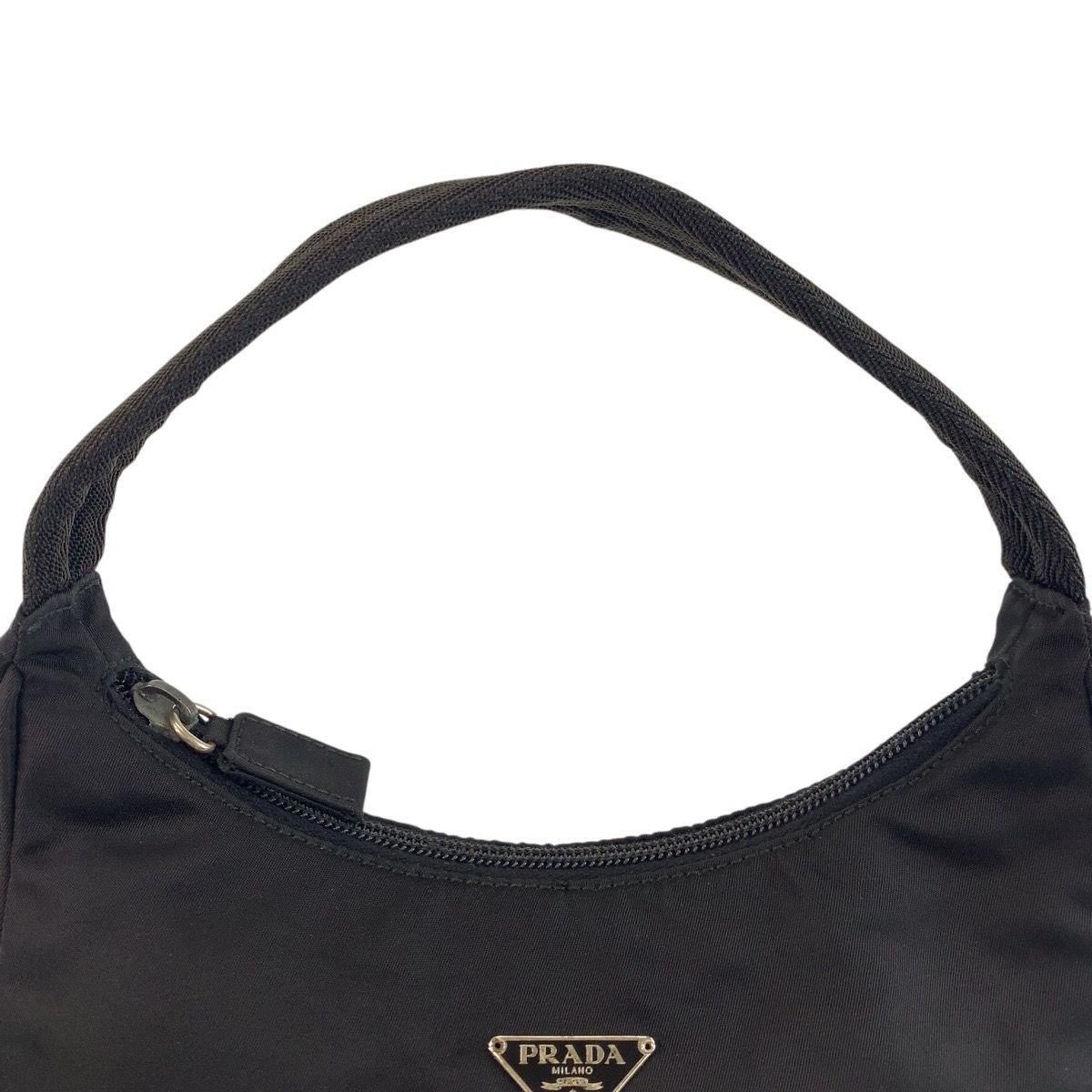 Prada Tessuto Black Silver Nylon Handbag Pouch — view 8
