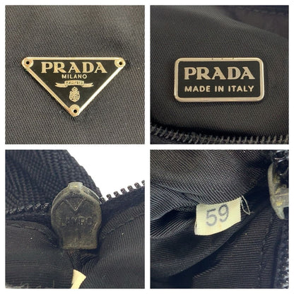 Prada Tessuto Black Silver Nylon Handbag Pouch — view 3