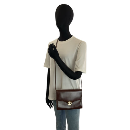 Celine Vintage Blason Brown Gold Leather 08 Shoulder Bag Pochette — view 7