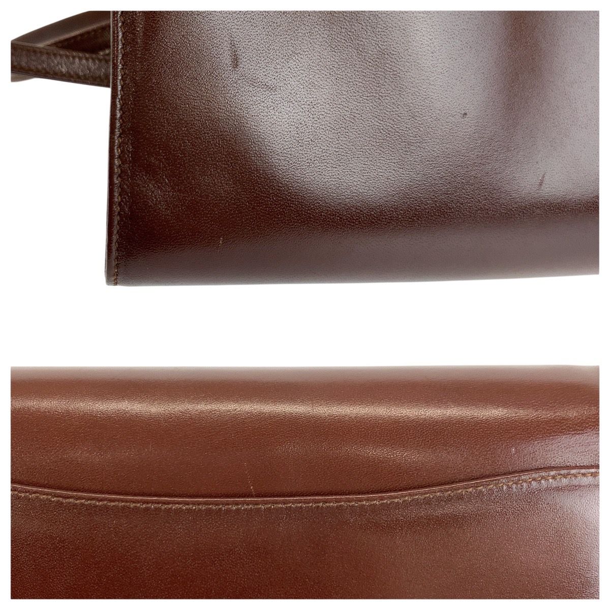 Celine Vintage Blason Brown Gold Leather 08 Shoulder Bag Pochette — view 6