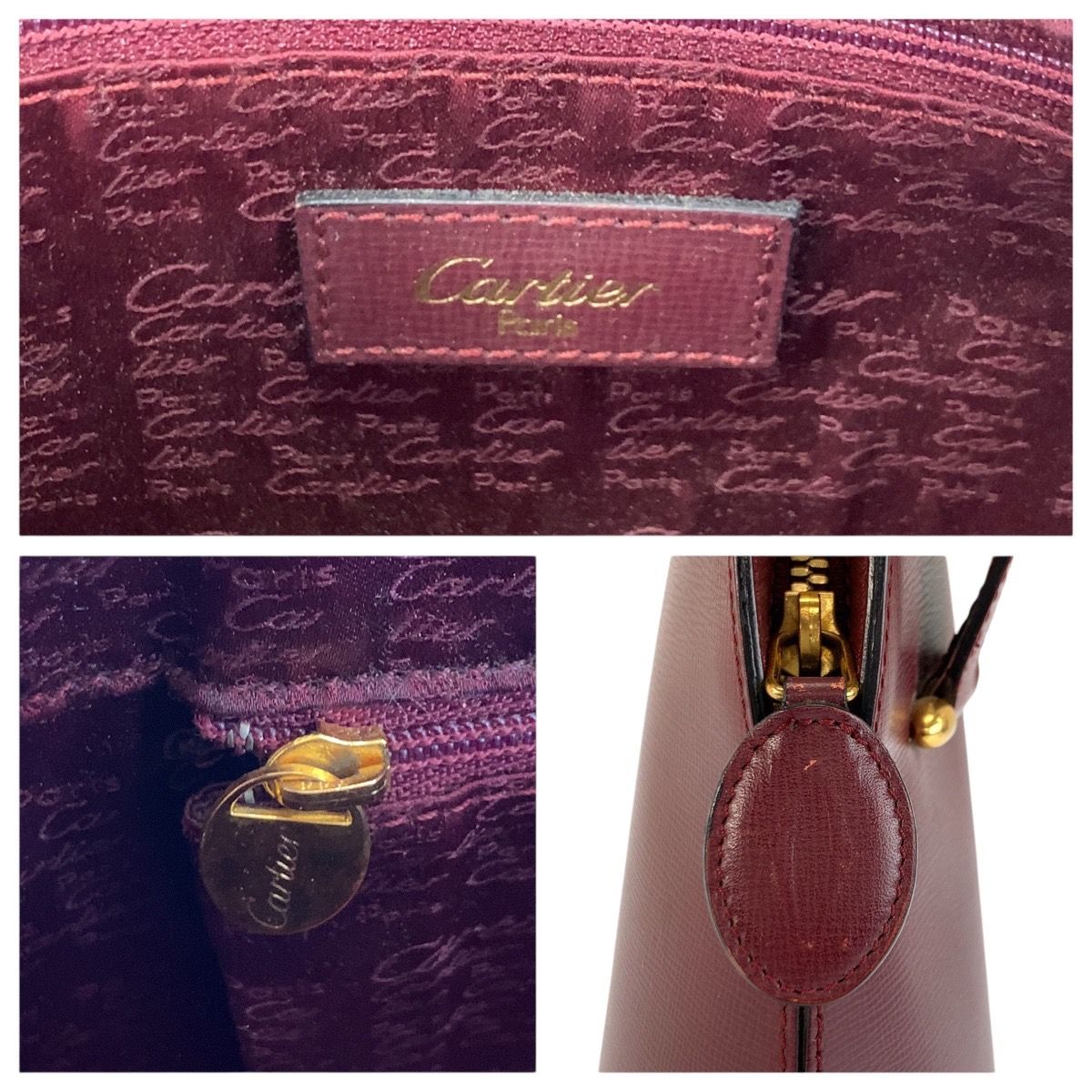 Cartier Must Line Bordeaux Gold Leather Shoulder — view 3