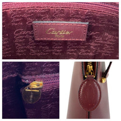 Cartier Must Line Bordeaux Gold Leather Shoulder — view 3