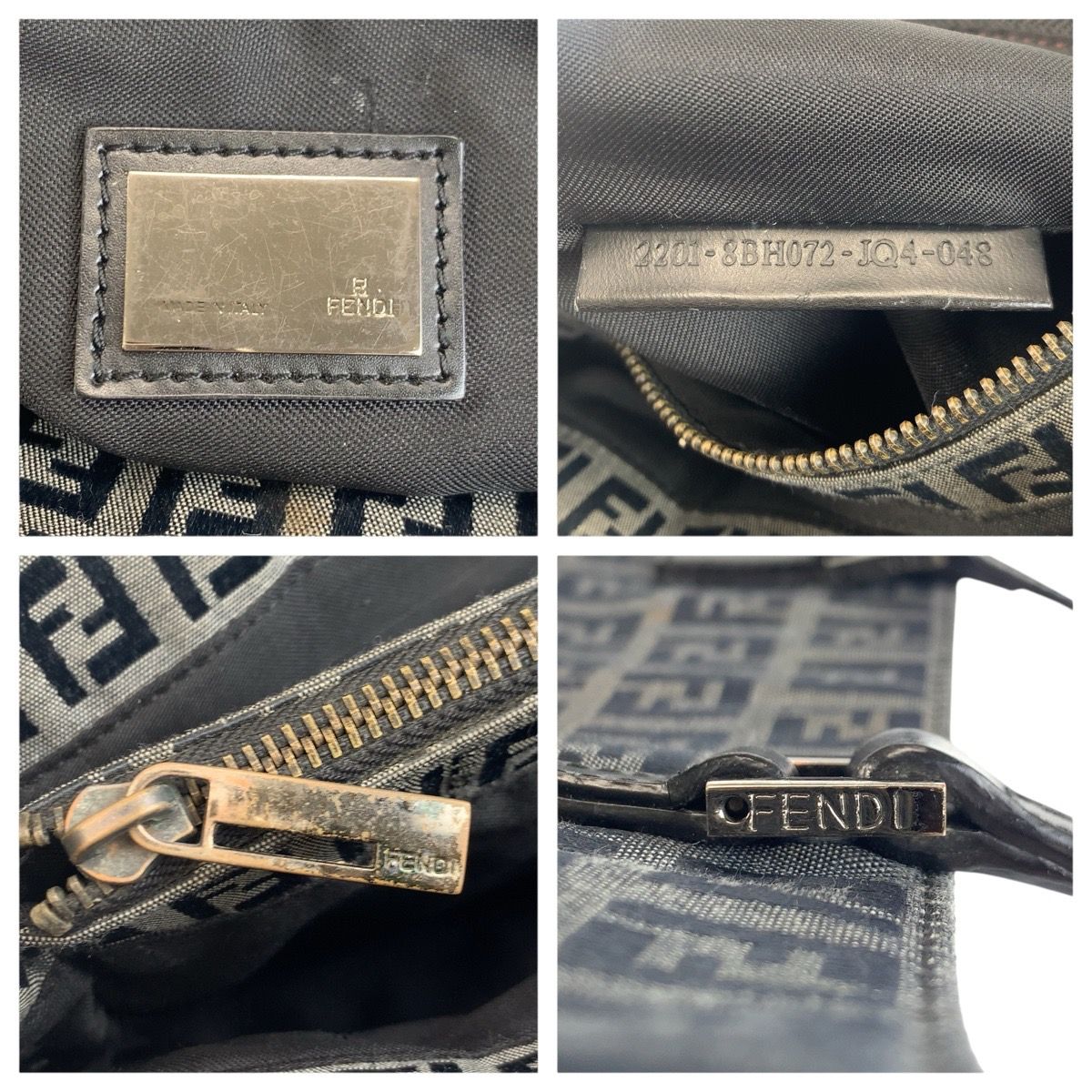 Fendi Zucchino Black Gray Canvas Leather Tote Shoulder — view 3