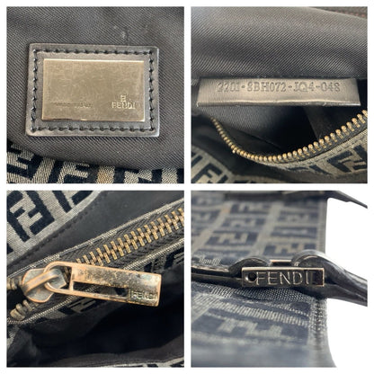 Fendi Zucchino Black Gray Canvas Leather Tote Shoulder — view 3