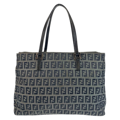Fendi Zucchino Black Gray Canvas Leather Tote Shoulder — view 2