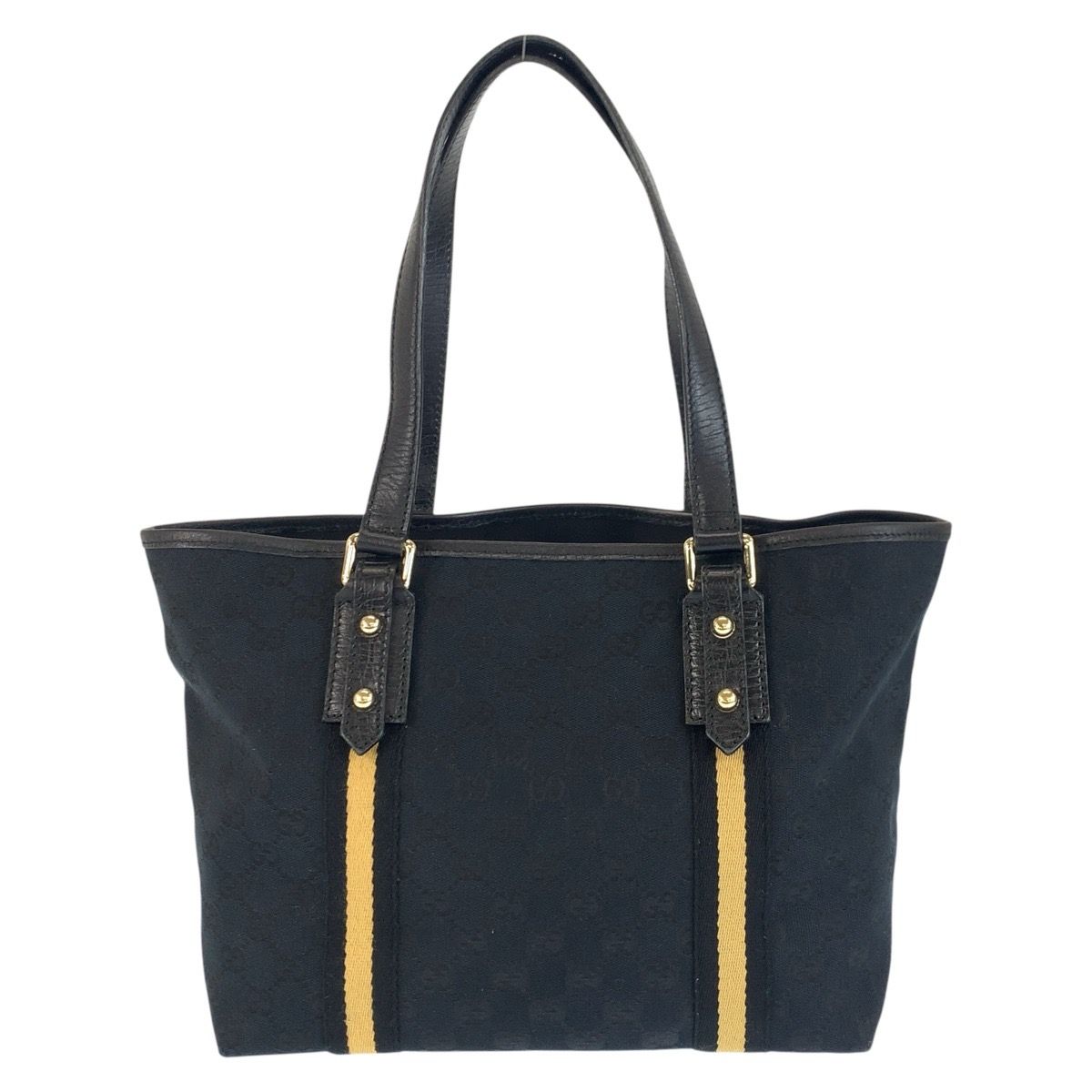 Gucci Sherry Line Black Gold GG Canvas Tote Shoulder — view 2