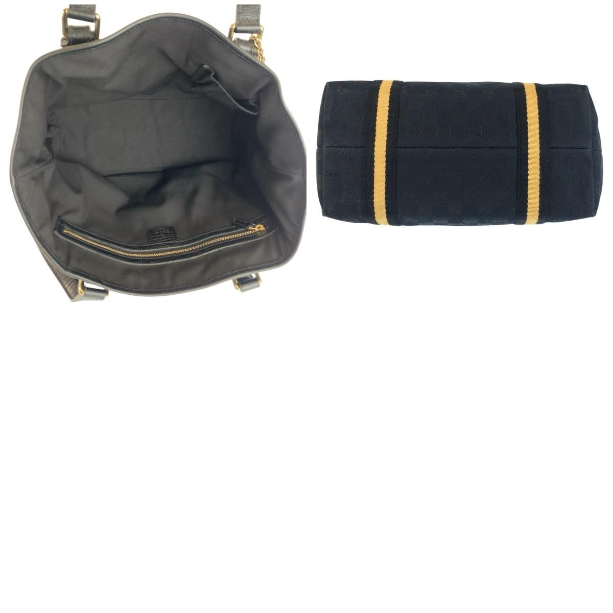 Gucci Sherry Line Black Gold GG Canvas Tote Shoulder — view 9
