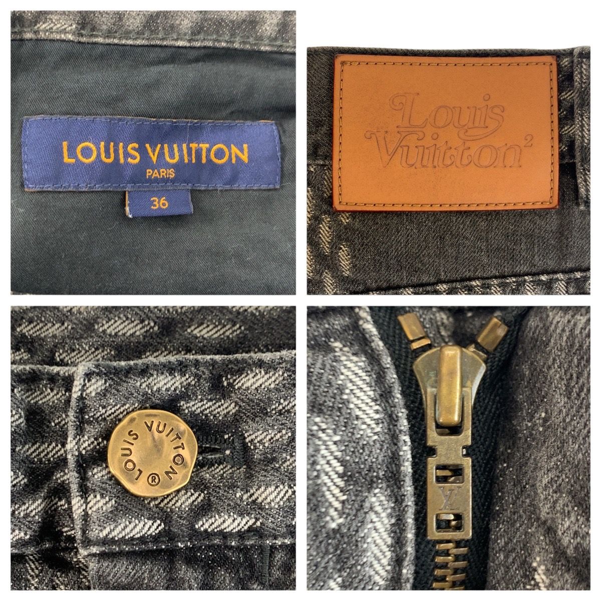 Louis Vuitton Giant Damier Wave Monogram 36 Black Denim Pants Straight — view 3