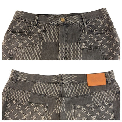Louis Vuitton Giant Damier Wave Monogram 36 Black Denim Pants Straight — view 5