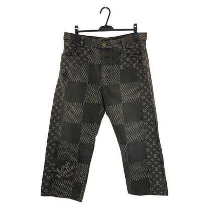 Louis Vuitton Giant Damier Wave Monogram 36 Black Denim Pants Straight