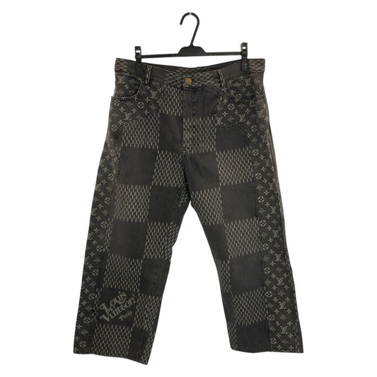 Louis Vuitton Giant Damier Wave Monogram 36 Black Denim Pants Straight
