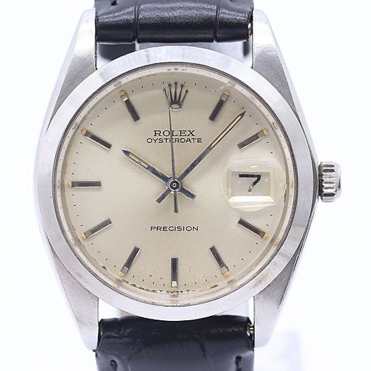 Rolex Oyster Date Precision Manual Winding Silver Dial Watch