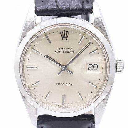 Rolex Oyster Date Precision Manual Winding Silver Dial Watch