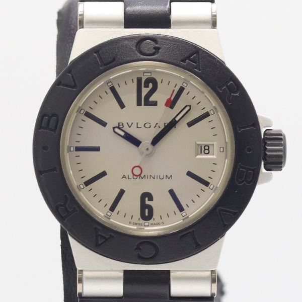 Bvlgari Bulgari Aluminum Quartz Date Silver Dial Watch