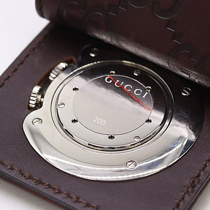 Gucci Travel Clock 200 SS Quartz Black Dial GG Pattern Table — view 4