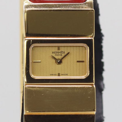 Hermes Location Quartz Bangle Watch Gold Dial