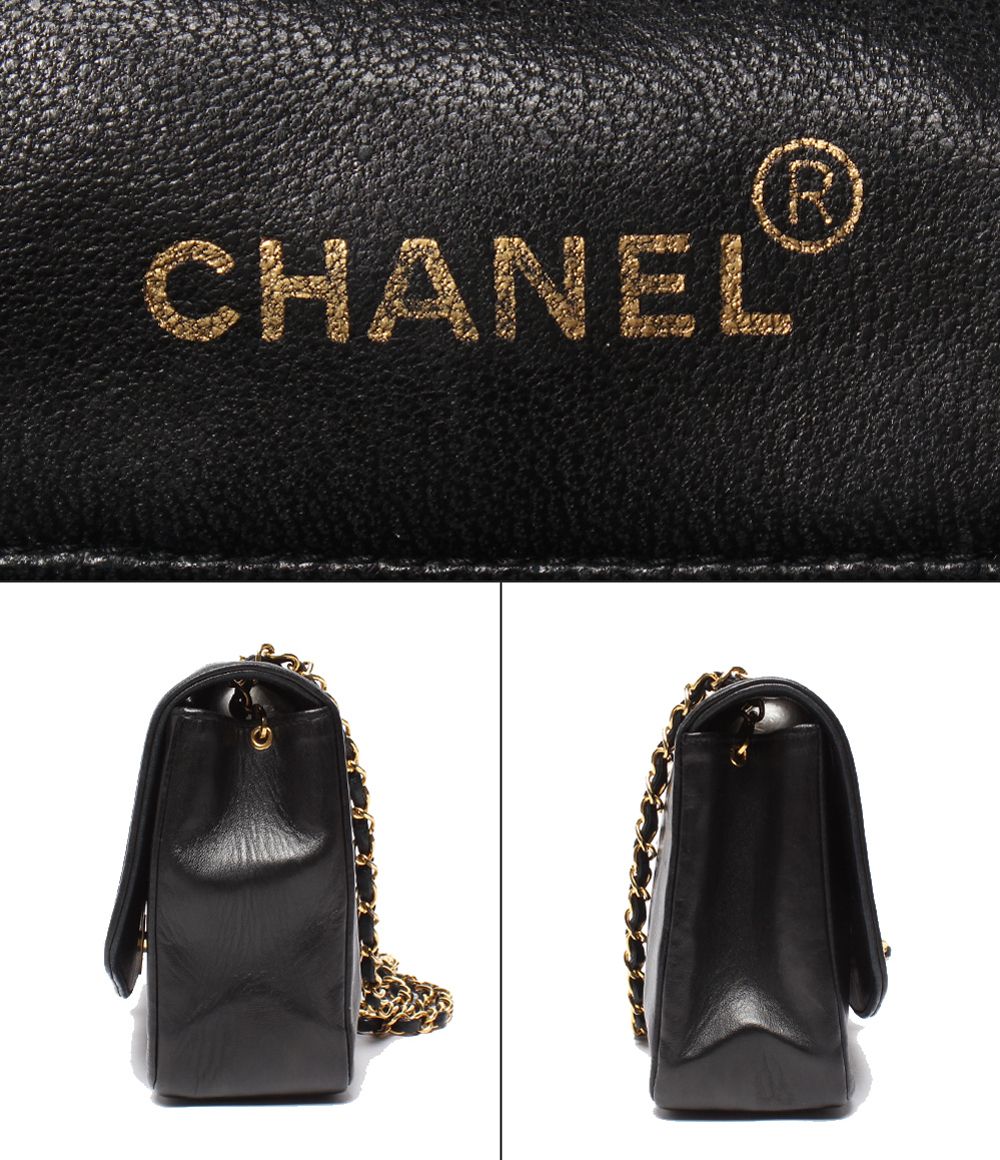 Chanel Chain Shoulder Bag Gold Single Flap Quilted Lambskin Diana 25 — view 4