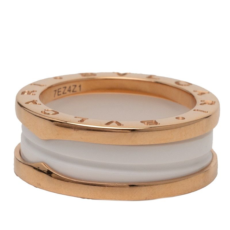 Bvlgari B.zero1 Ring 53 White Ceramic 18k Yellow Gold 18k — view 2
