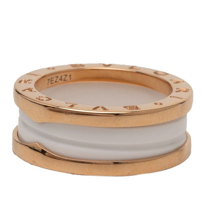 Bvlgari B.zero1 Ring 53 White Ceramic 18k Yellow Gold 18k — view 2