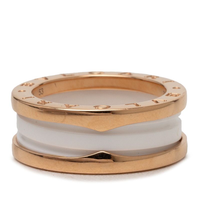 Bvlgari B.zero1 Ring 53 White Ceramic 18k Yellow Gold 18k — view 3