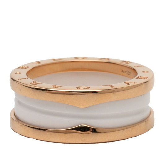 Bvlgari B.zero1 Ring 53 White Ceramic 18k Yellow Gold 18k