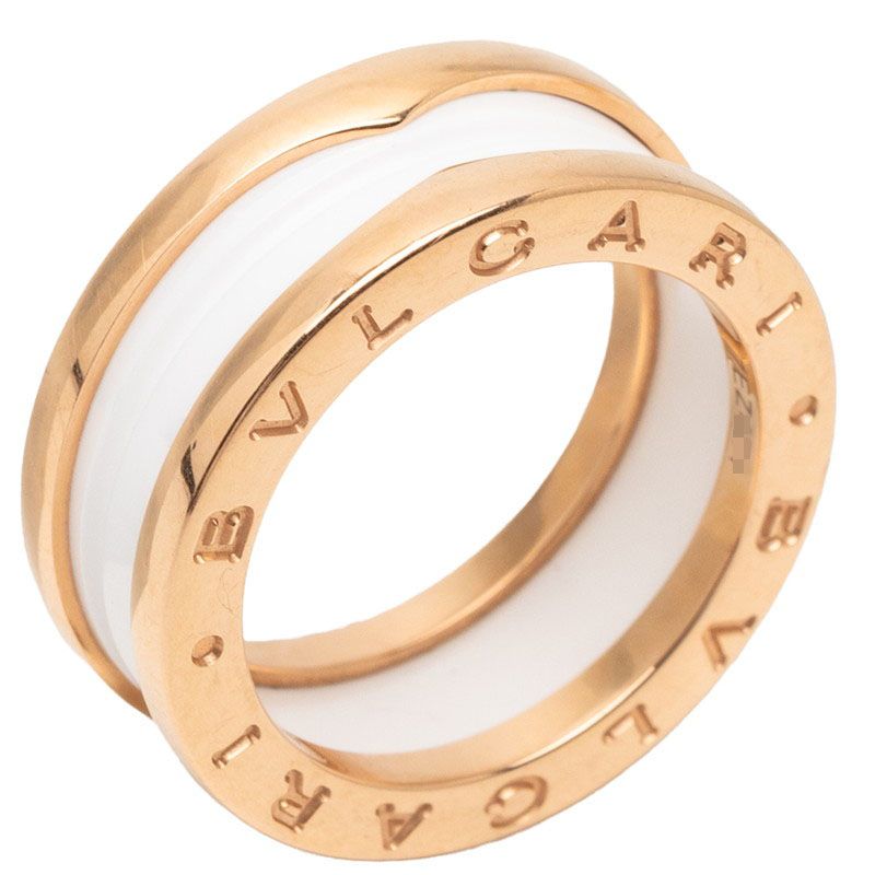 Bvlgari B.zero1 Ring 53 White Ceramic 18k Yellow Gold 18k — view 4