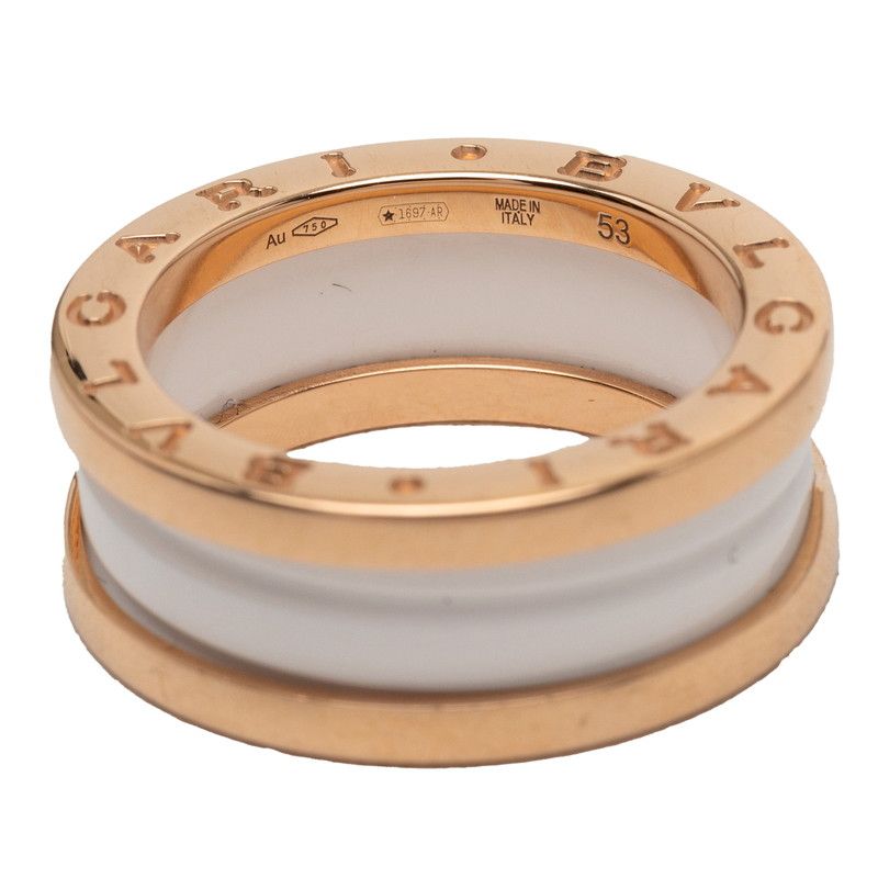 Bvlgari B.zero1 Ring 53 White Ceramic 18k Yellow Gold 18k — view 5