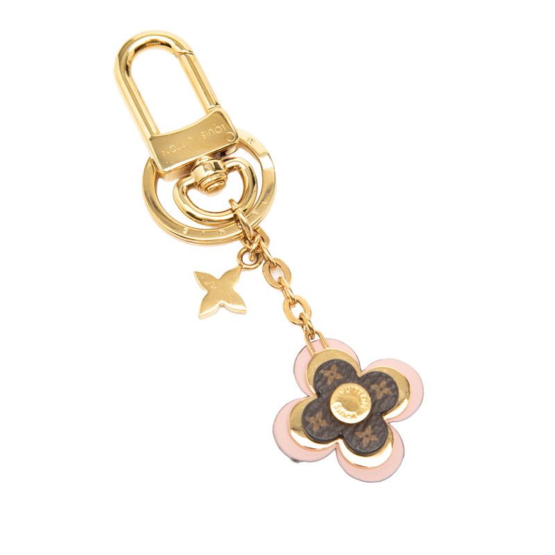 Louis Vuitton Monogram Porte Cles Blue Ming Flower BB Key Holder Bag Charm Gold