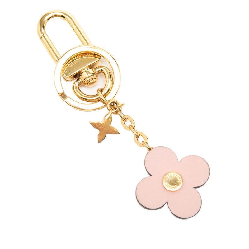 Louis Vuitton Monogram Porte Cles Blue Ming Flower BB Key Holder Bag Charm Gold — view 2
