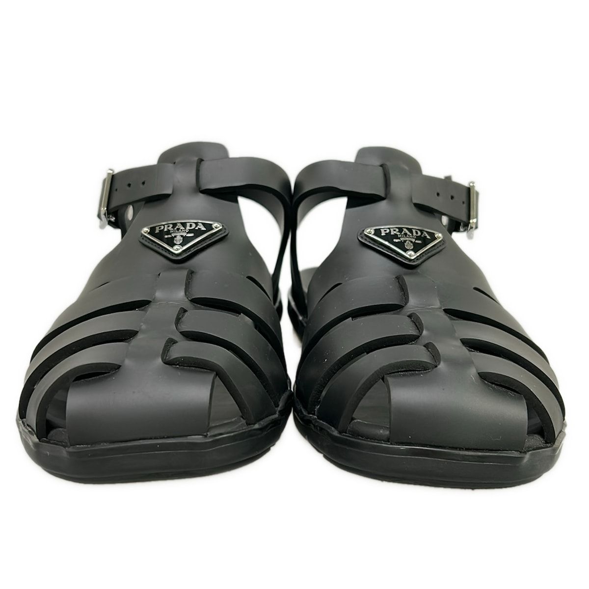 Prada Sandals 10 Fisherman Black Triangle Logo — view 5