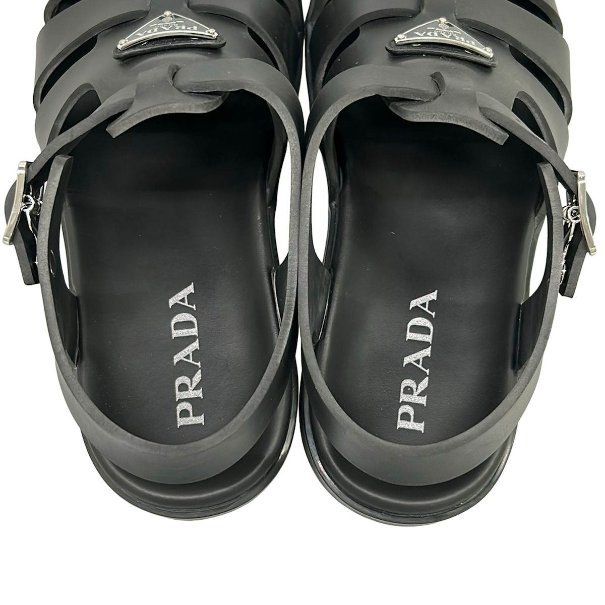 Prada Sandals 10 Fisherman Black Triangle Logo — view 7
