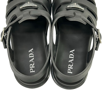 Prada Sandals 10 Fisherman Black Triangle Logo — view 7