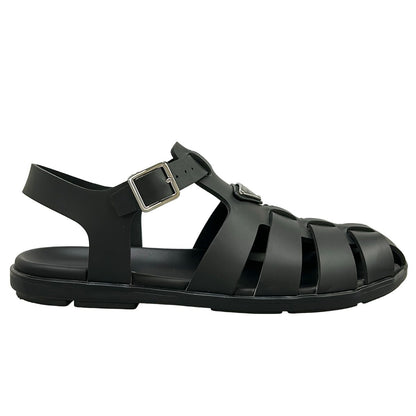 Prada Sandals 10 Fisherman Black Triangle Logo — view 4