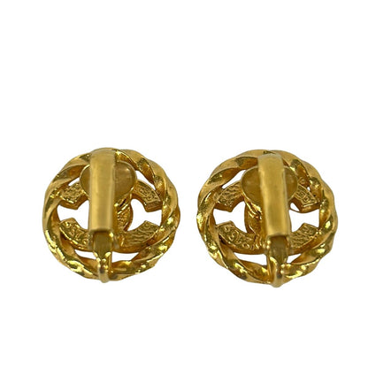 Chanel Earrings Gold Clear CC Logo — view 2