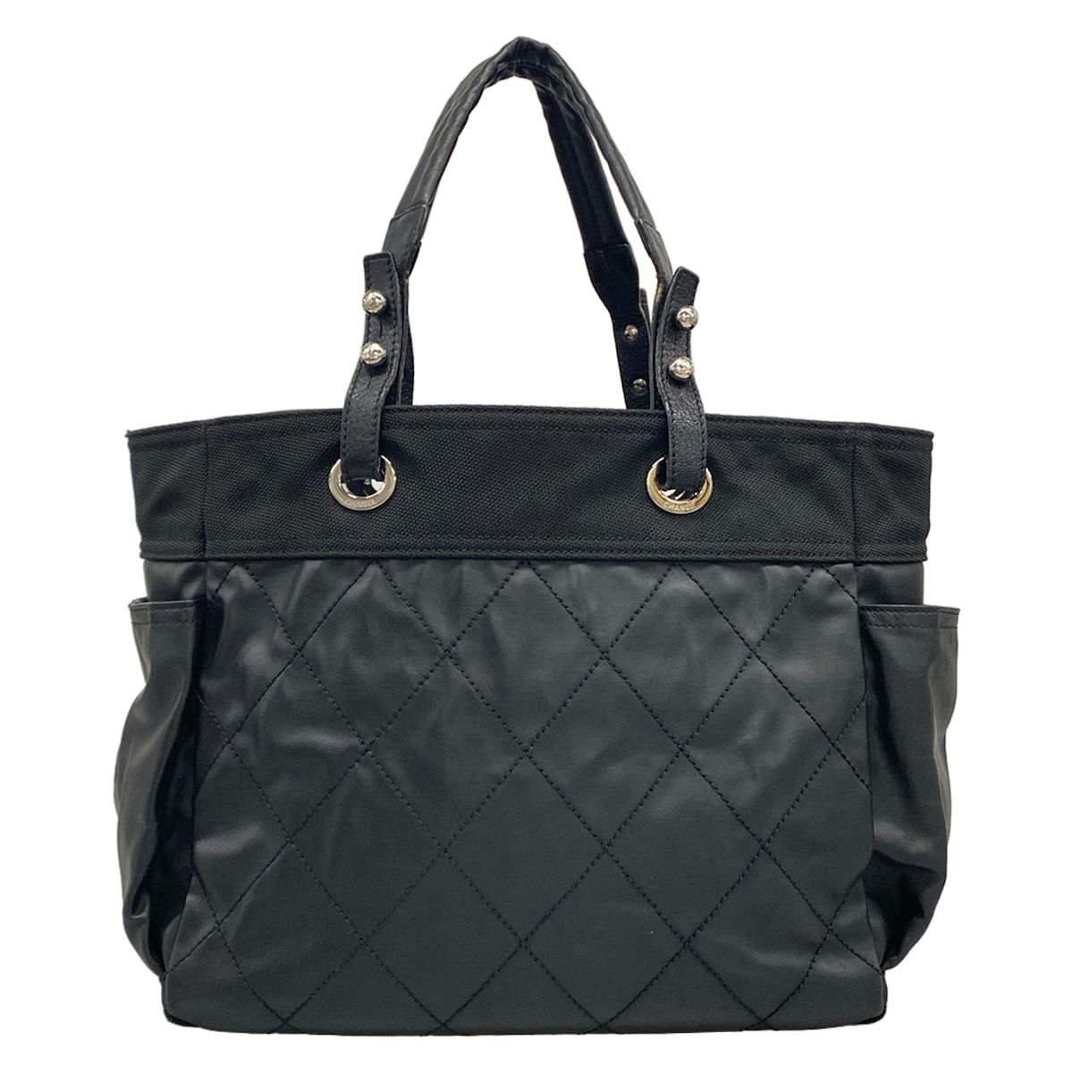Chanel Tote Paris Biarritz GM Black Silver Leather — view 3