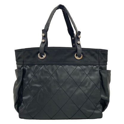 Chanel Tote Paris Biarritz GM Black Silver Leather — view 3