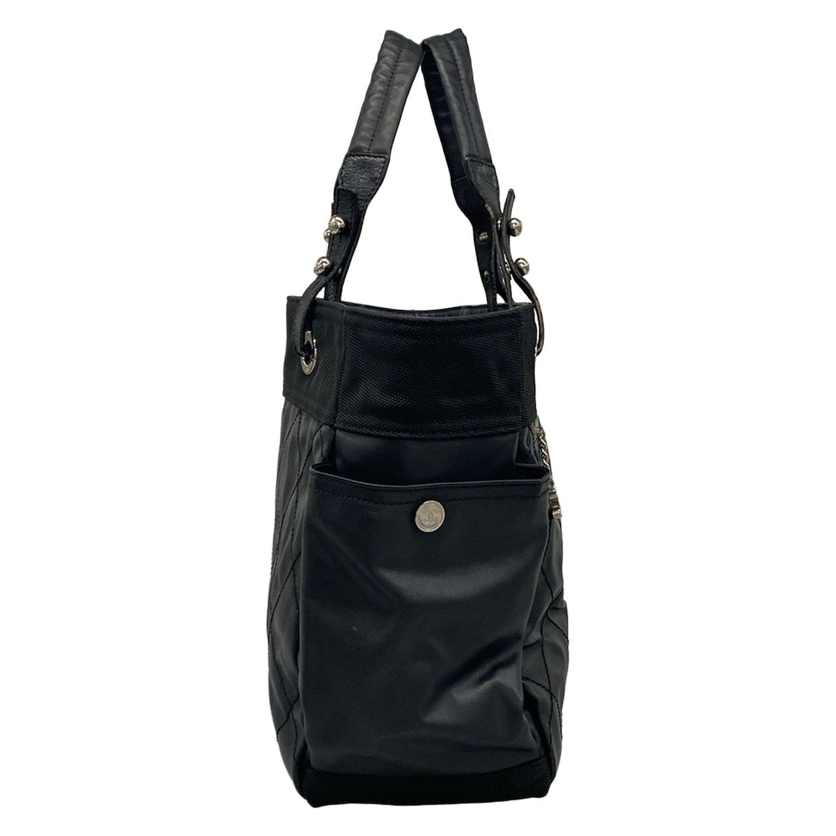 Chanel Tote Paris Biarritz GM Black Silver Leather — view 2